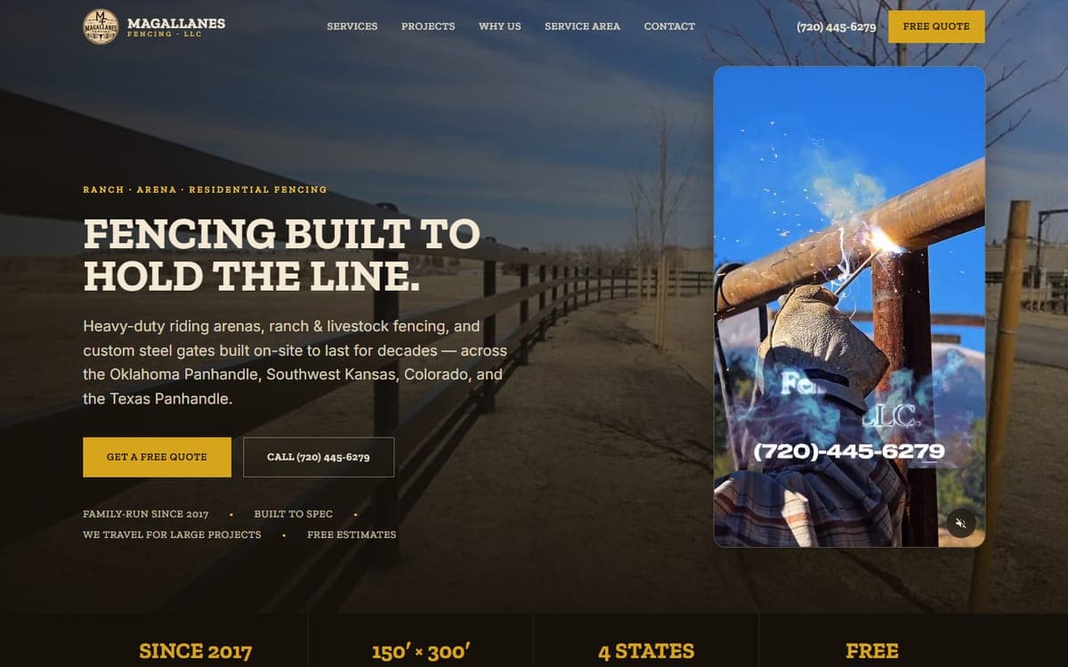 The rebuilt Magallanes Fencing website — proof pages and a clear contact path